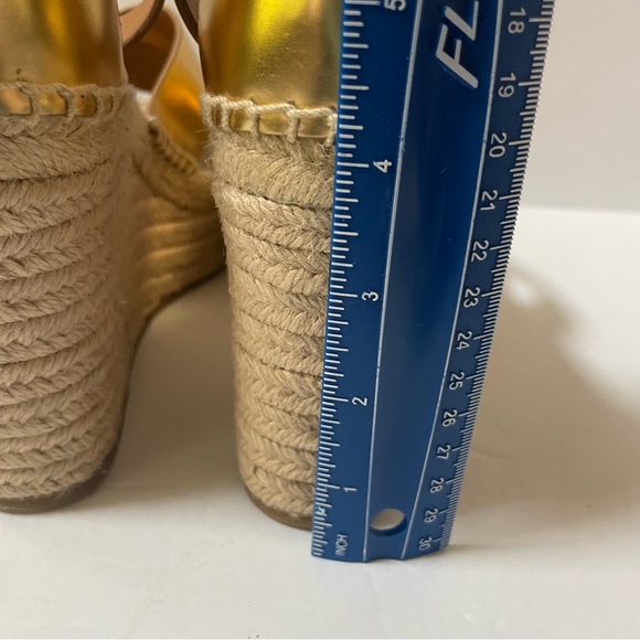 TORY BURCH Matte Metallic Gold Selby Wedge Platform Espadrille Sandals S… - Picture 4 of 15